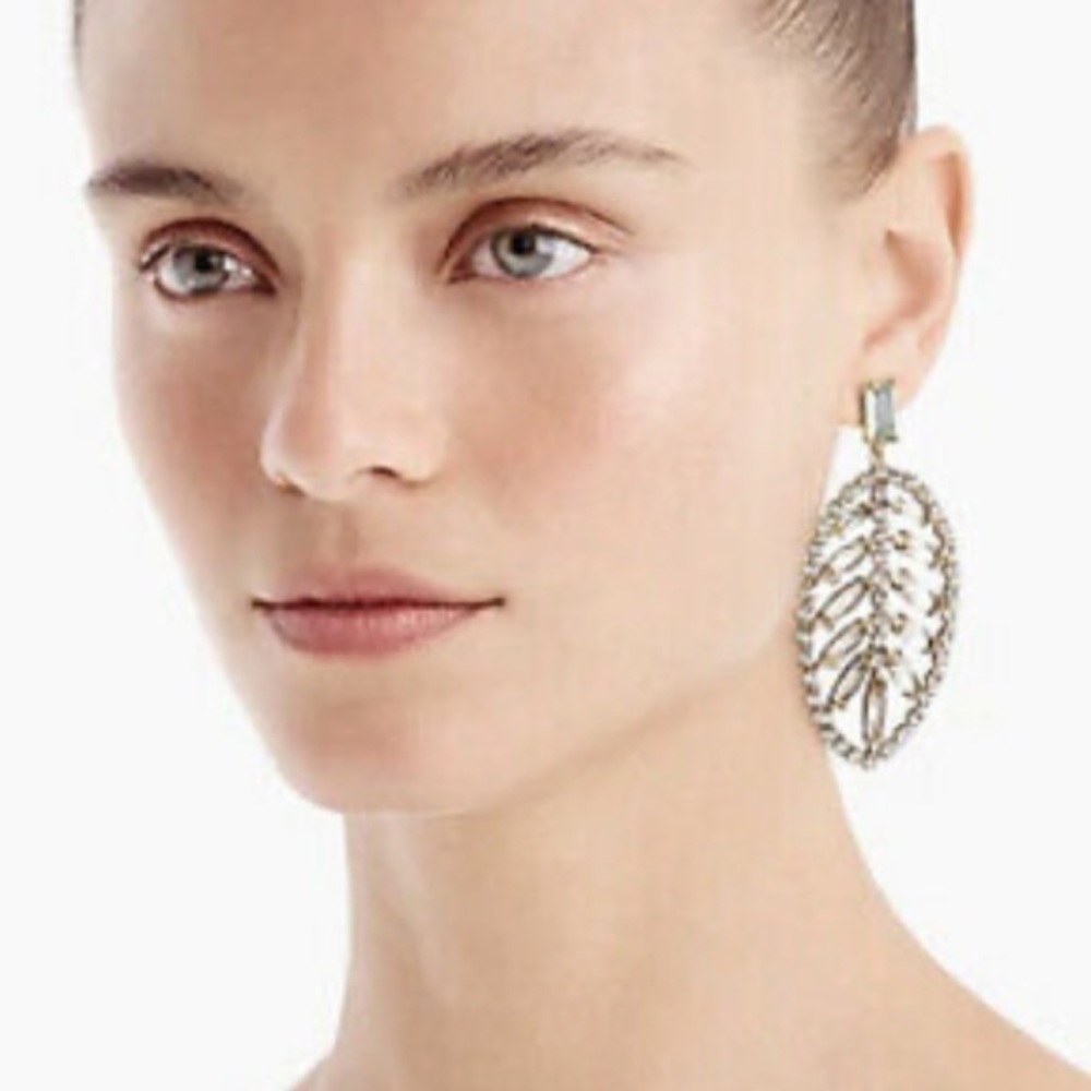 J. Crew Wild Palm Statement Earrings